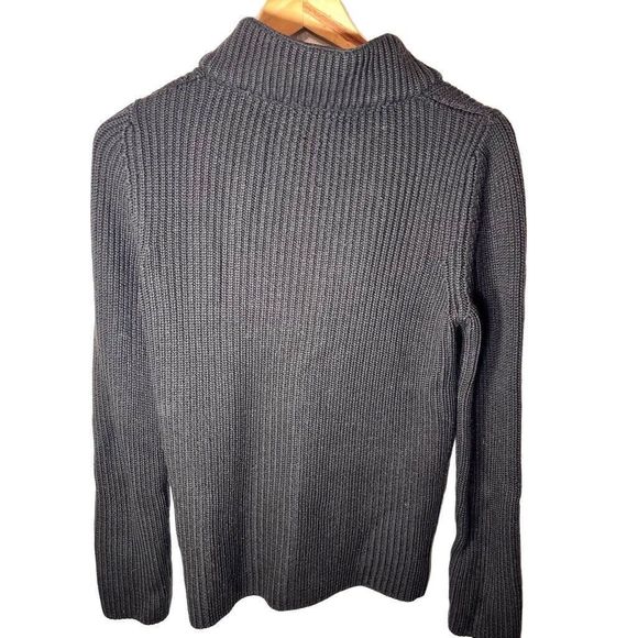 Emporio Armani Wool Chunky Knit Ribbed Brown Zip Up Mock Neck Sweater Size 12 - Picture 5 of 8